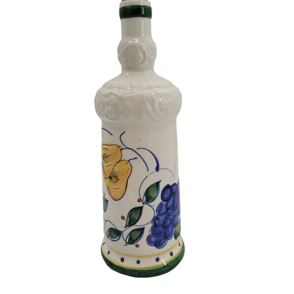 Hand-Painted Ceramic Bottle With Floral Design & Cork Lid By Zrike - Picture 3 of 10
